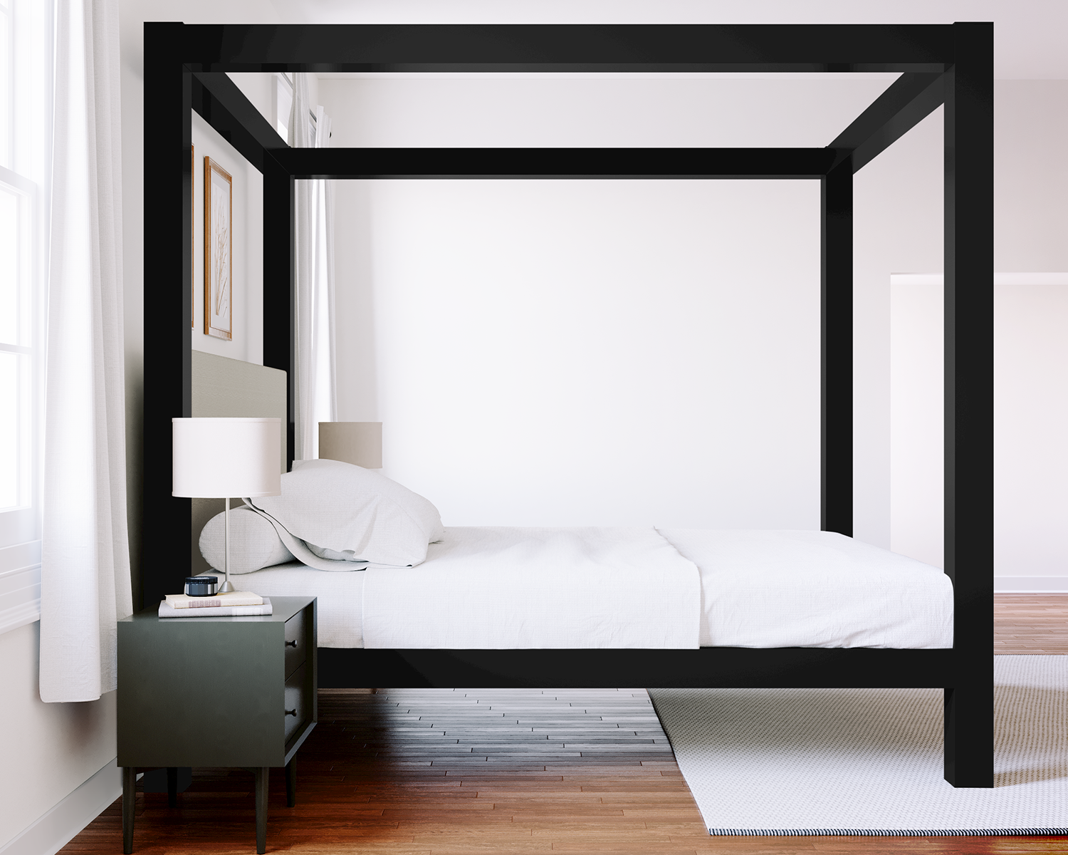 Texas King Canopy Bed Black Light Gray