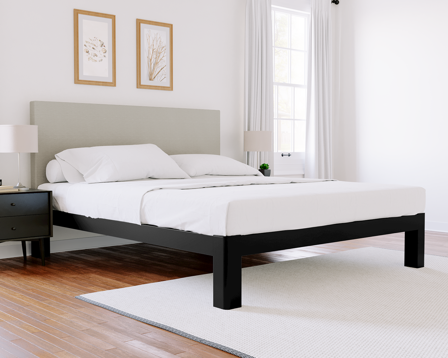 Texas King Platform Bed Black Light Gray