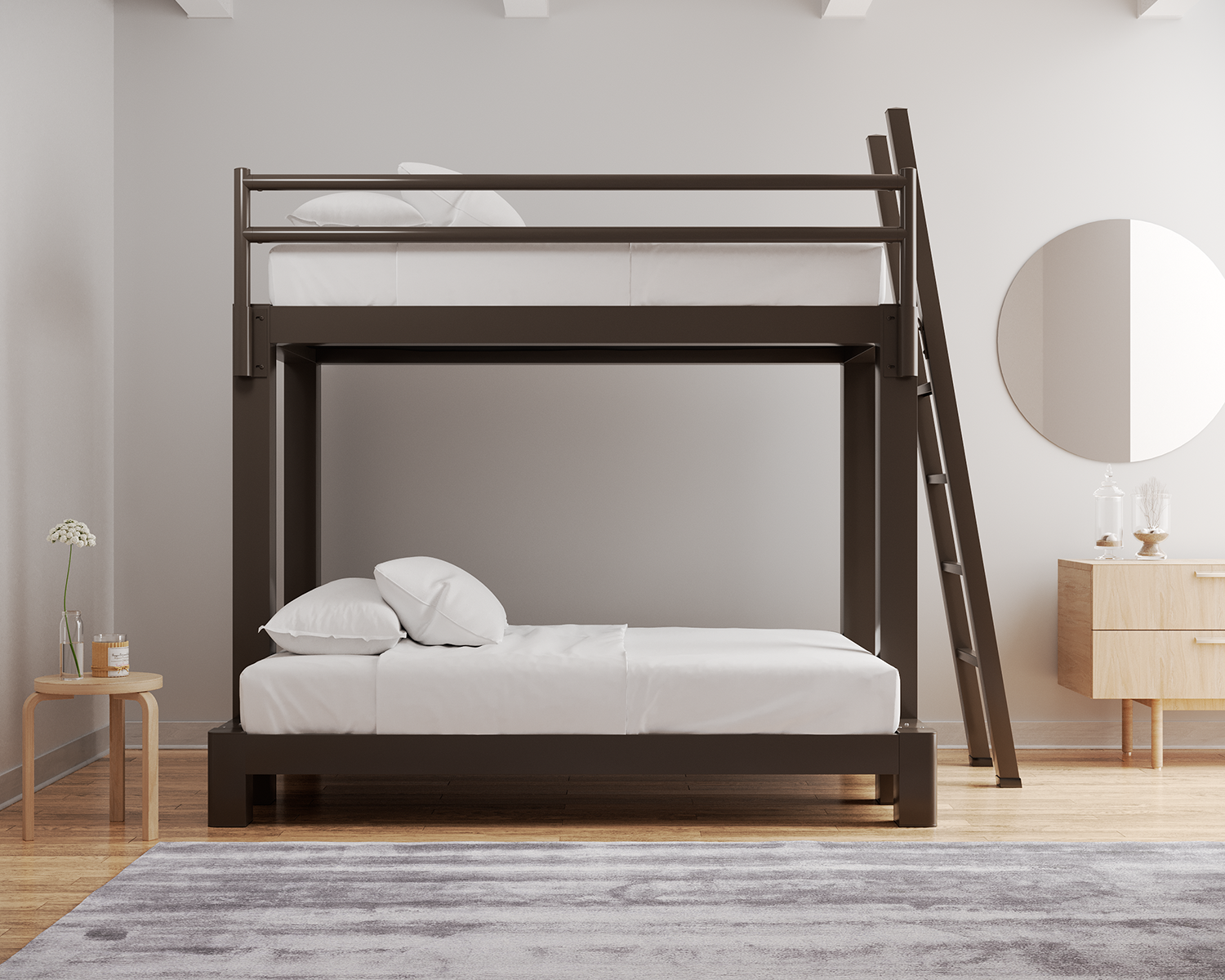 Twin Over Full Bunk Bed Bronze Ladder