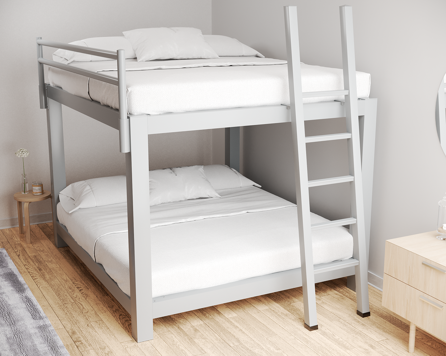 King Bunk Bed Gray Ladder