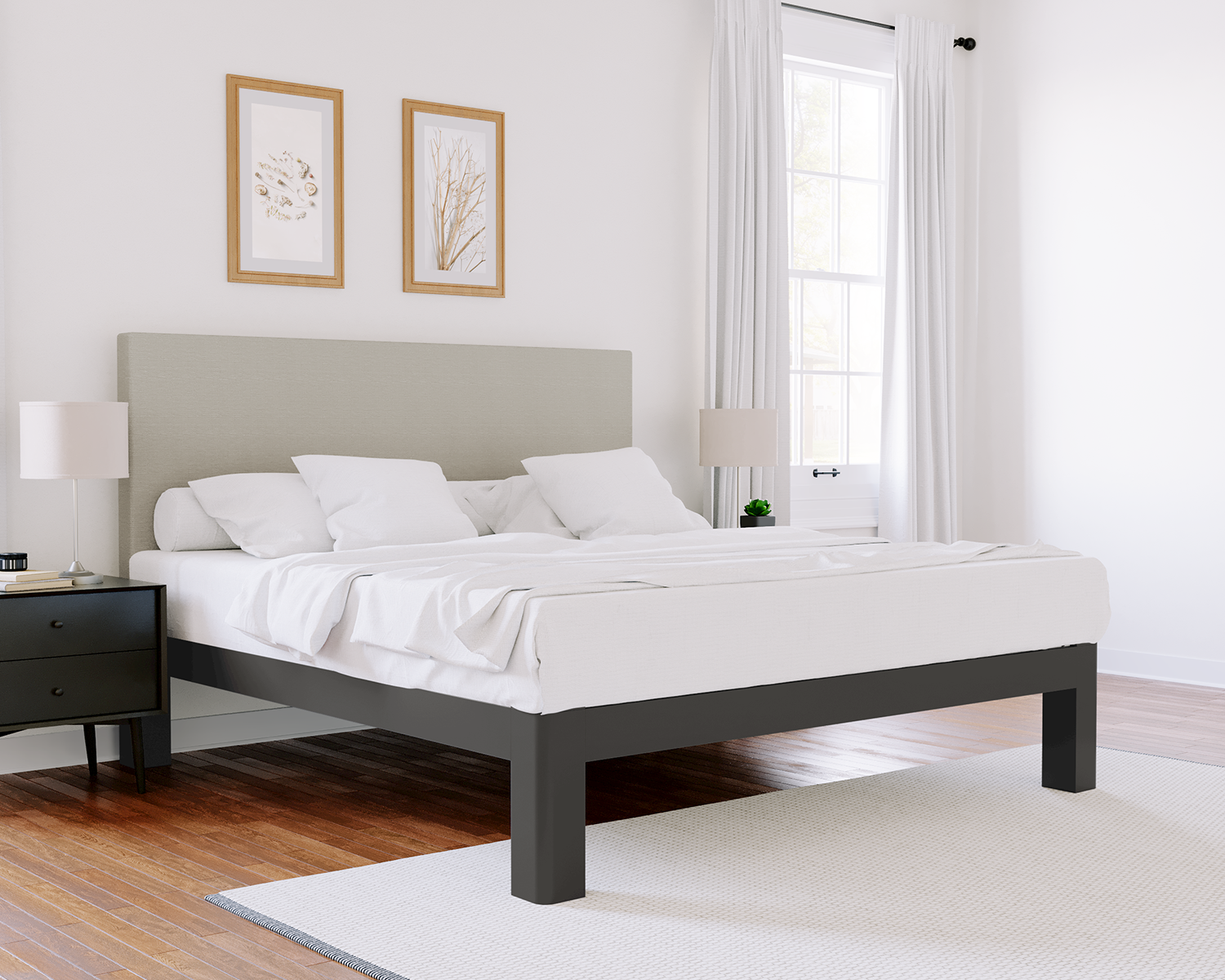 King Platform Bed Charcoal Light Gray