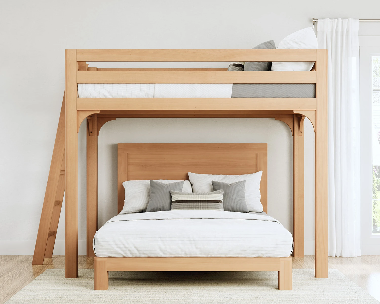 Wood L Shaped Bunk Bed