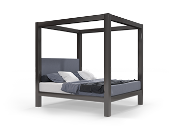 A charcoal King size metal four poster Canopy Bed