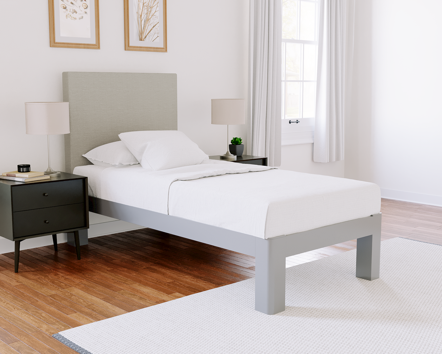 Twin Xl Platform Bed Gray Light Gray