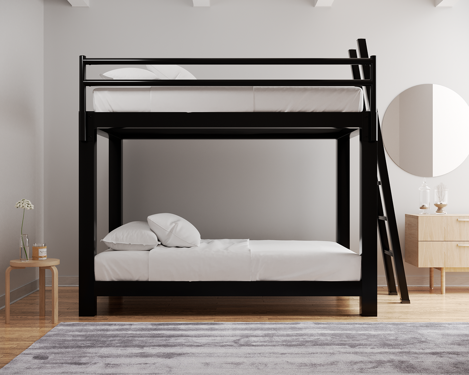 Full Xl Bunk Bed Black Ladder