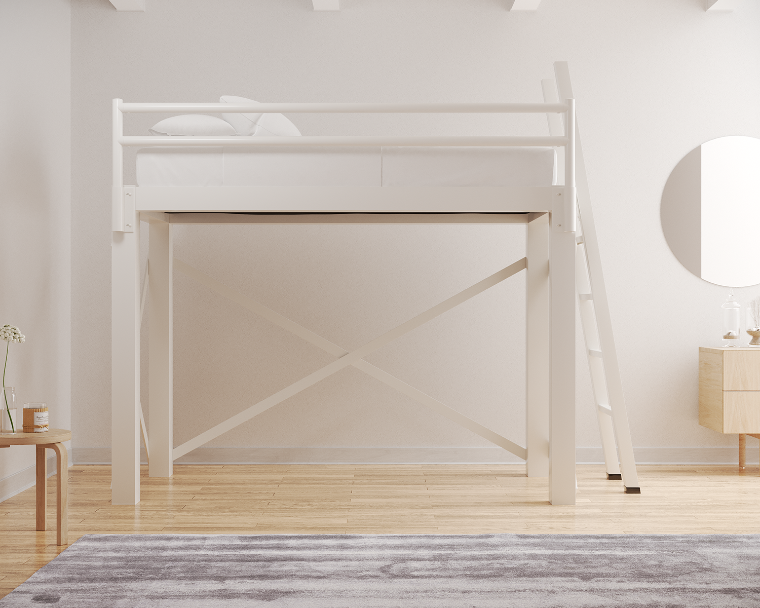 Twin Xl Loft Bed White Ladder