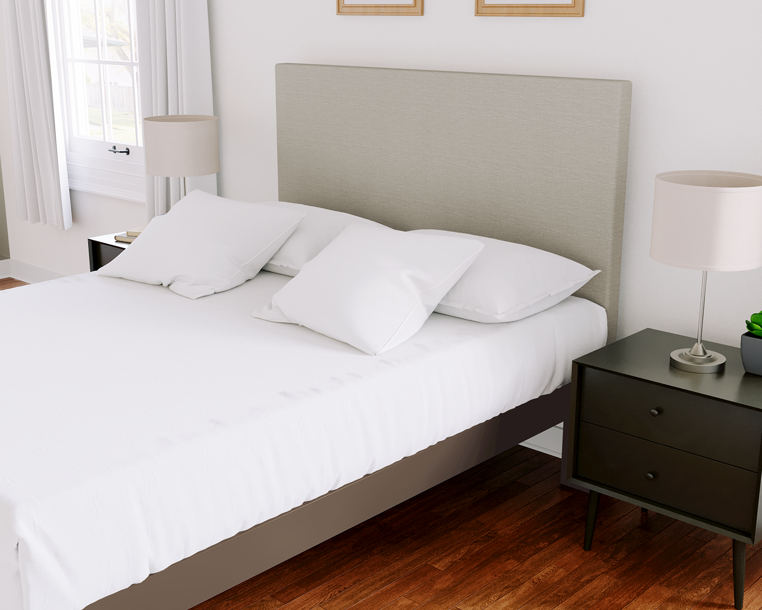 Queen Platform Bed Bronze Light Gray