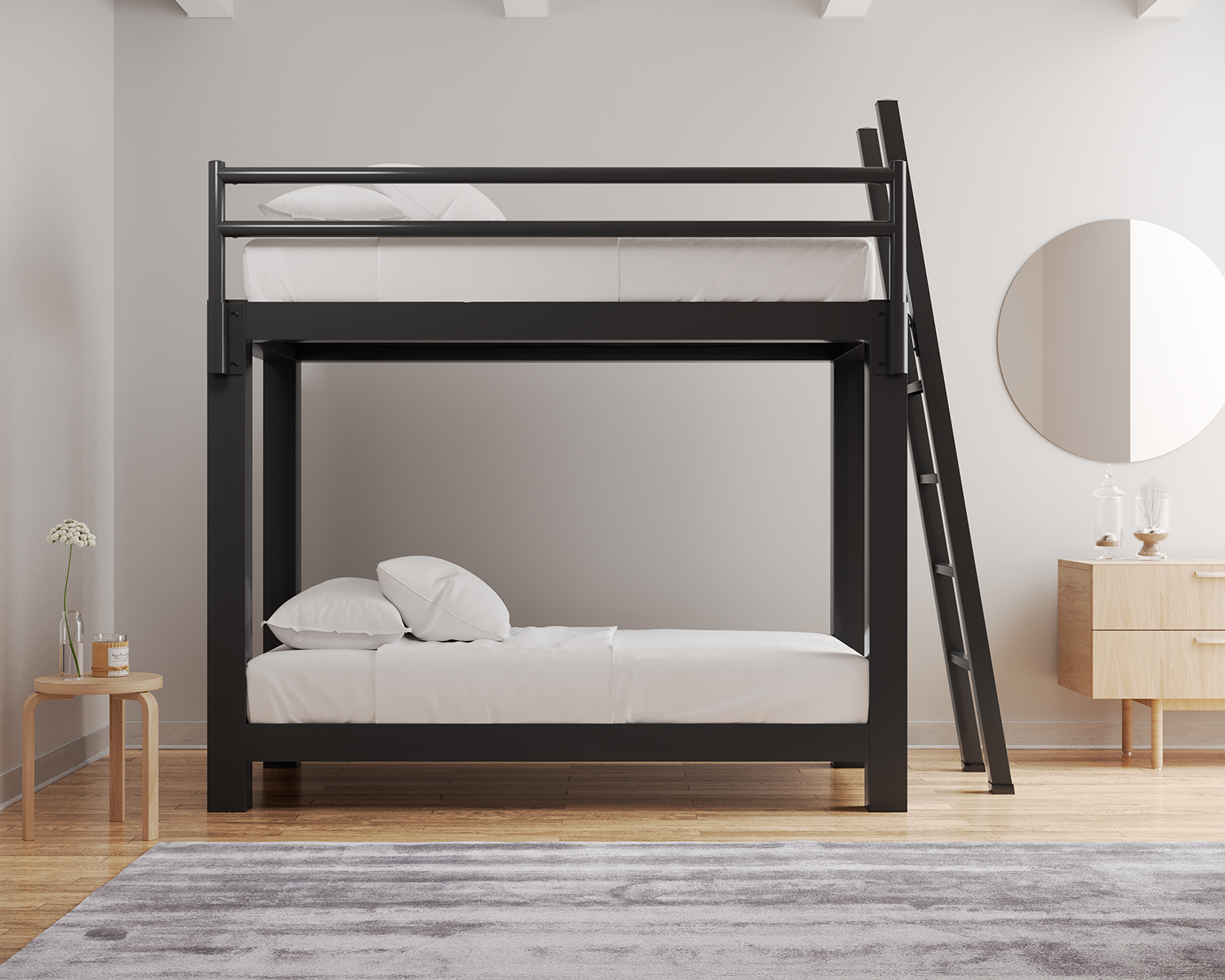 Twin Bunk Bed Charcoal Ladder