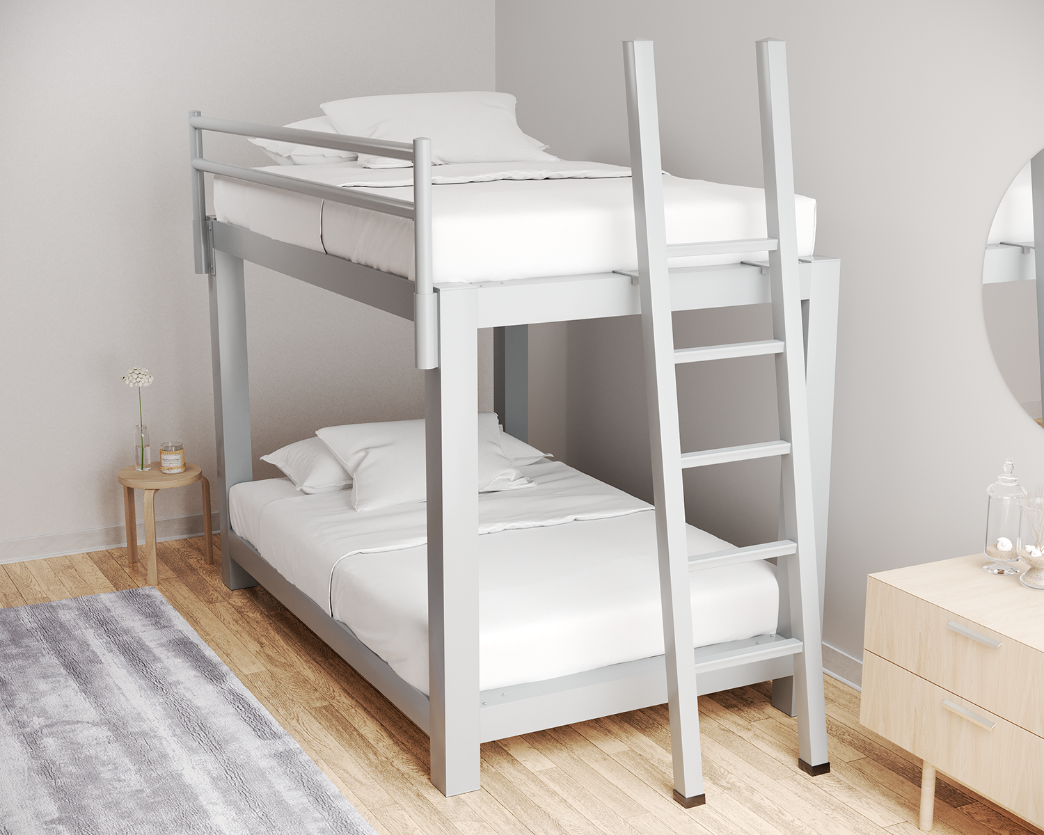 Full Xl Bunk Bed Gray Ladder