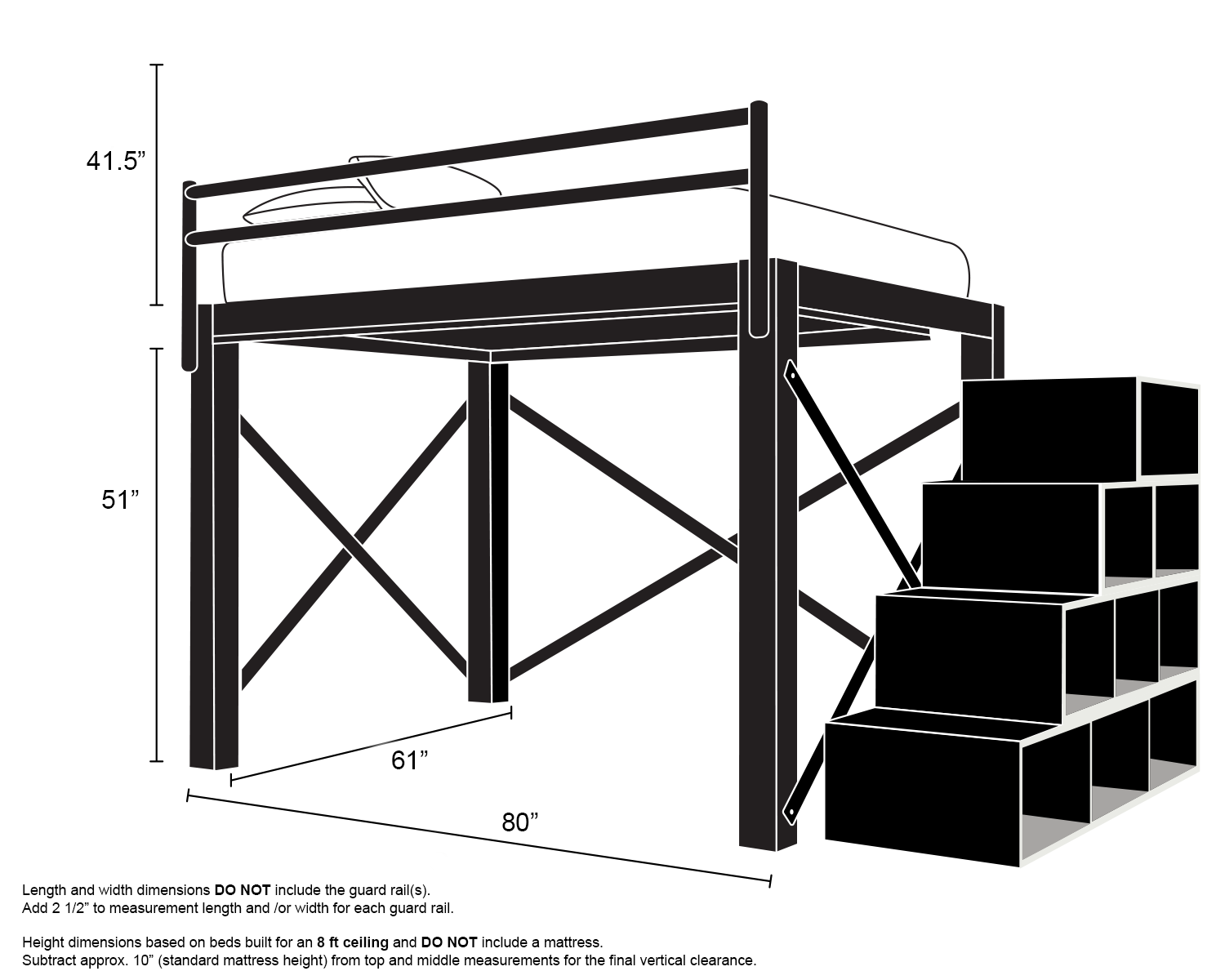 Queen Loft Bed Bronze Staircase