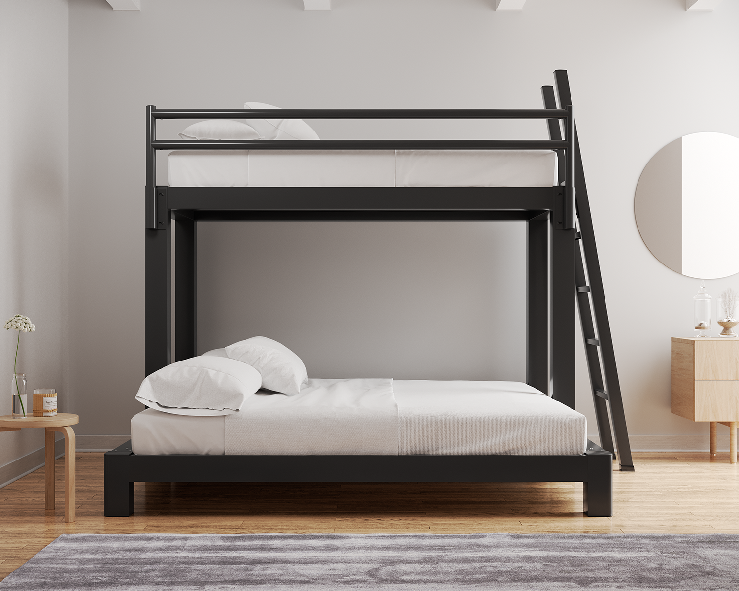 Twin Over King Bunk Bed Charcoal Ladder