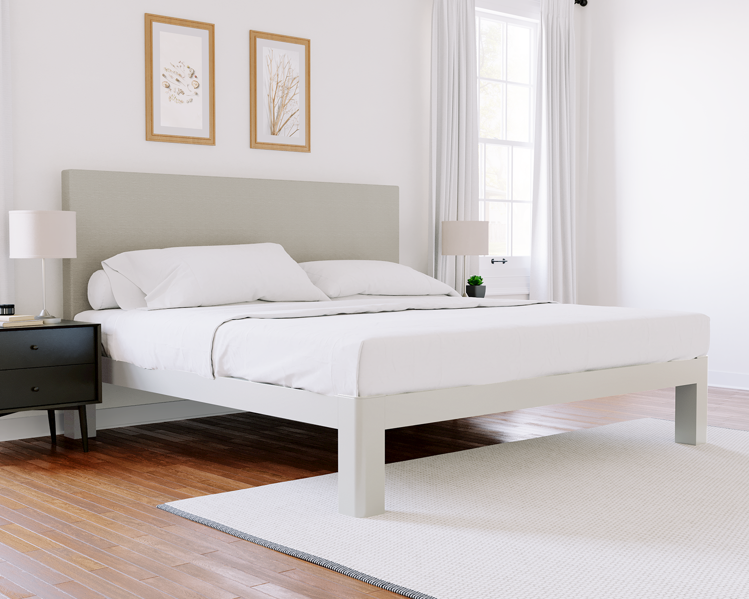 Wyoming King Platform Bed White Light Gray