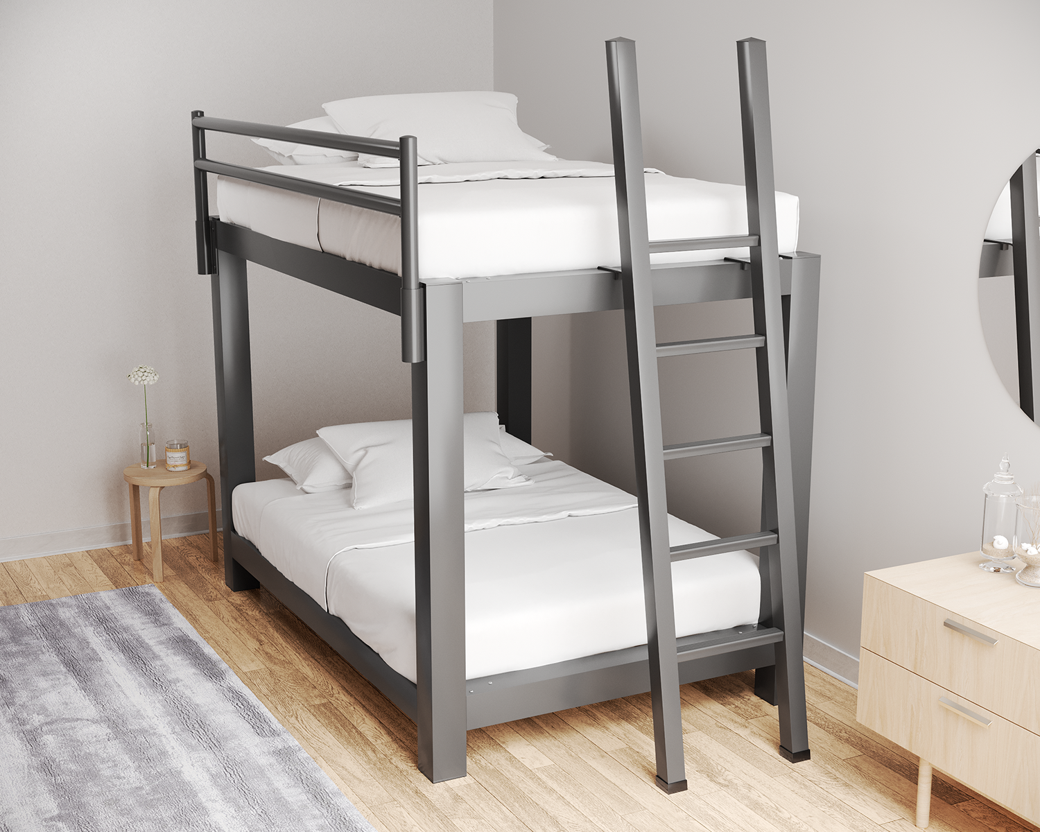 Full Bunk Bed Charcoal Ladder