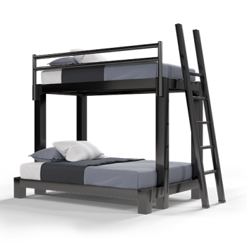 A black twin over full size Adult Bunk Bed