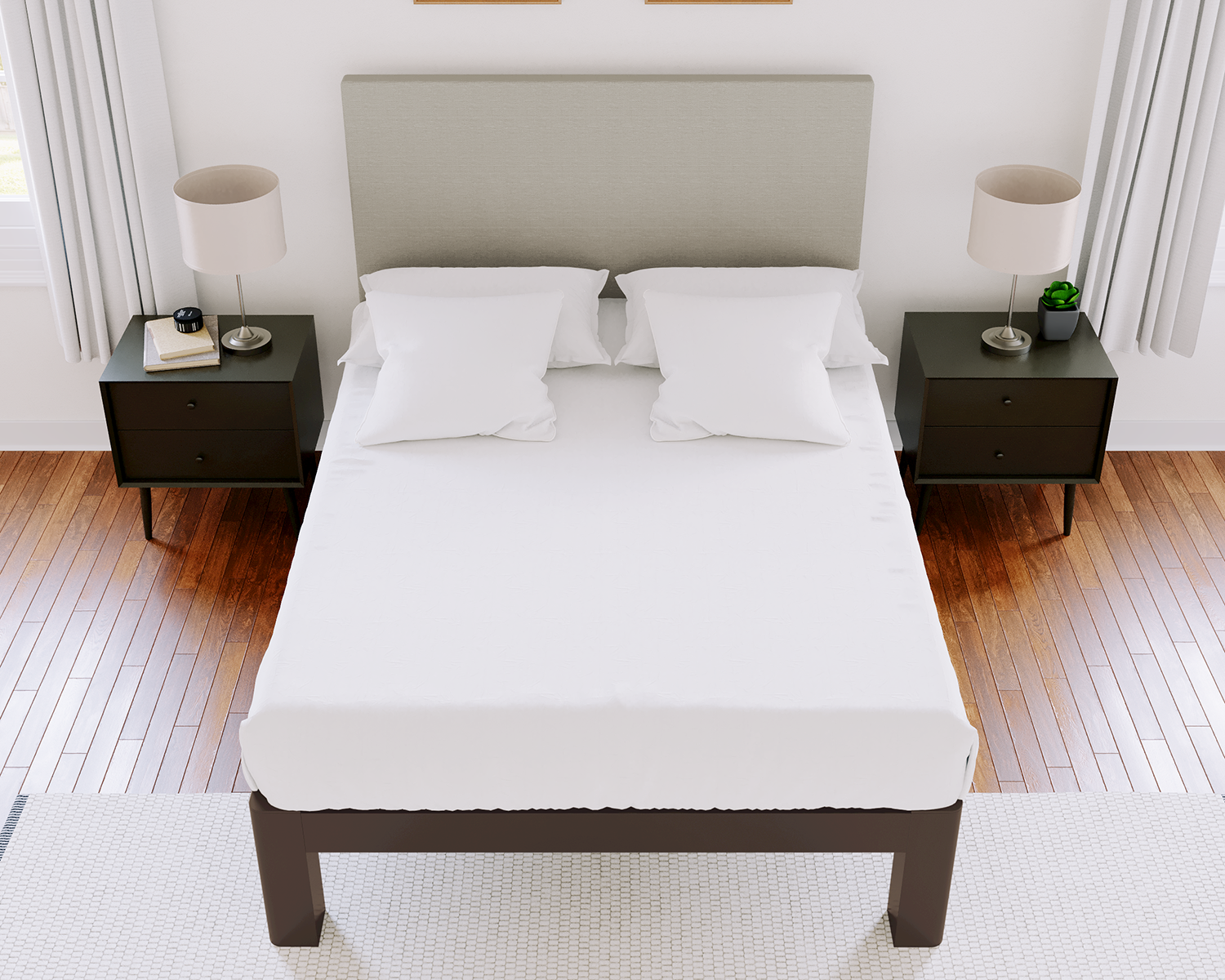 Queen Platform Bed Bronze Light Gray