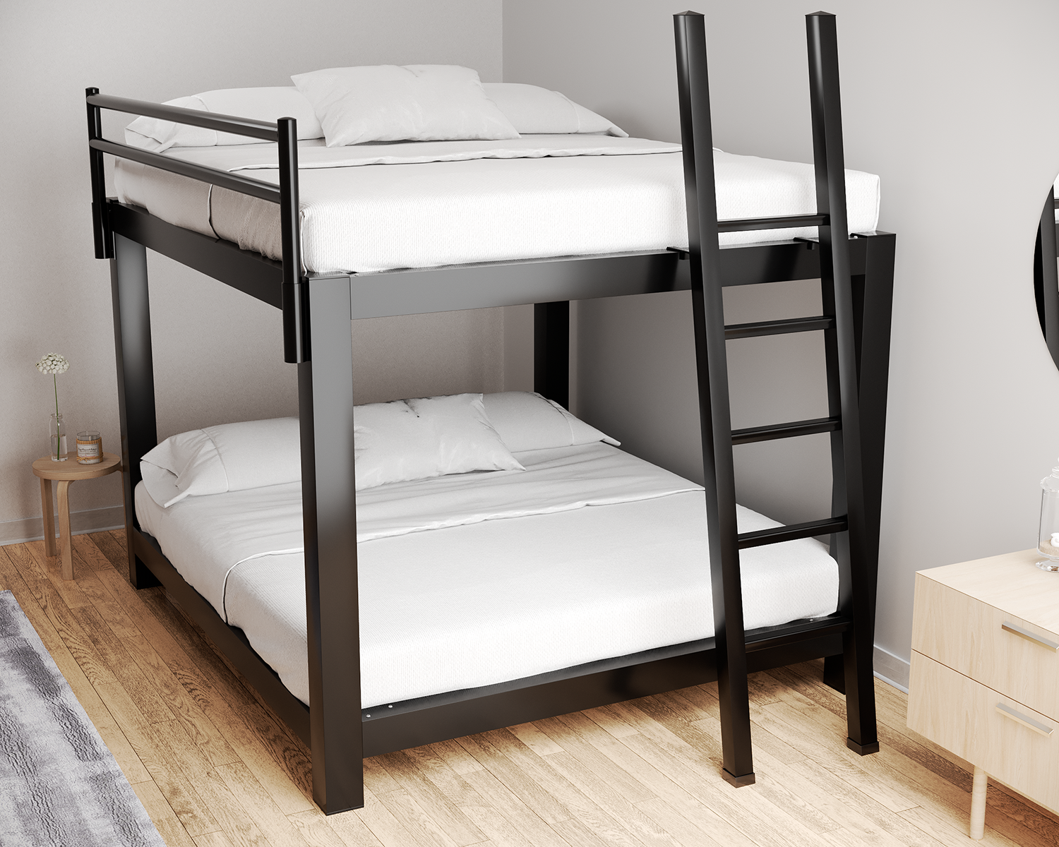 King Bunk Bed Black Ladder