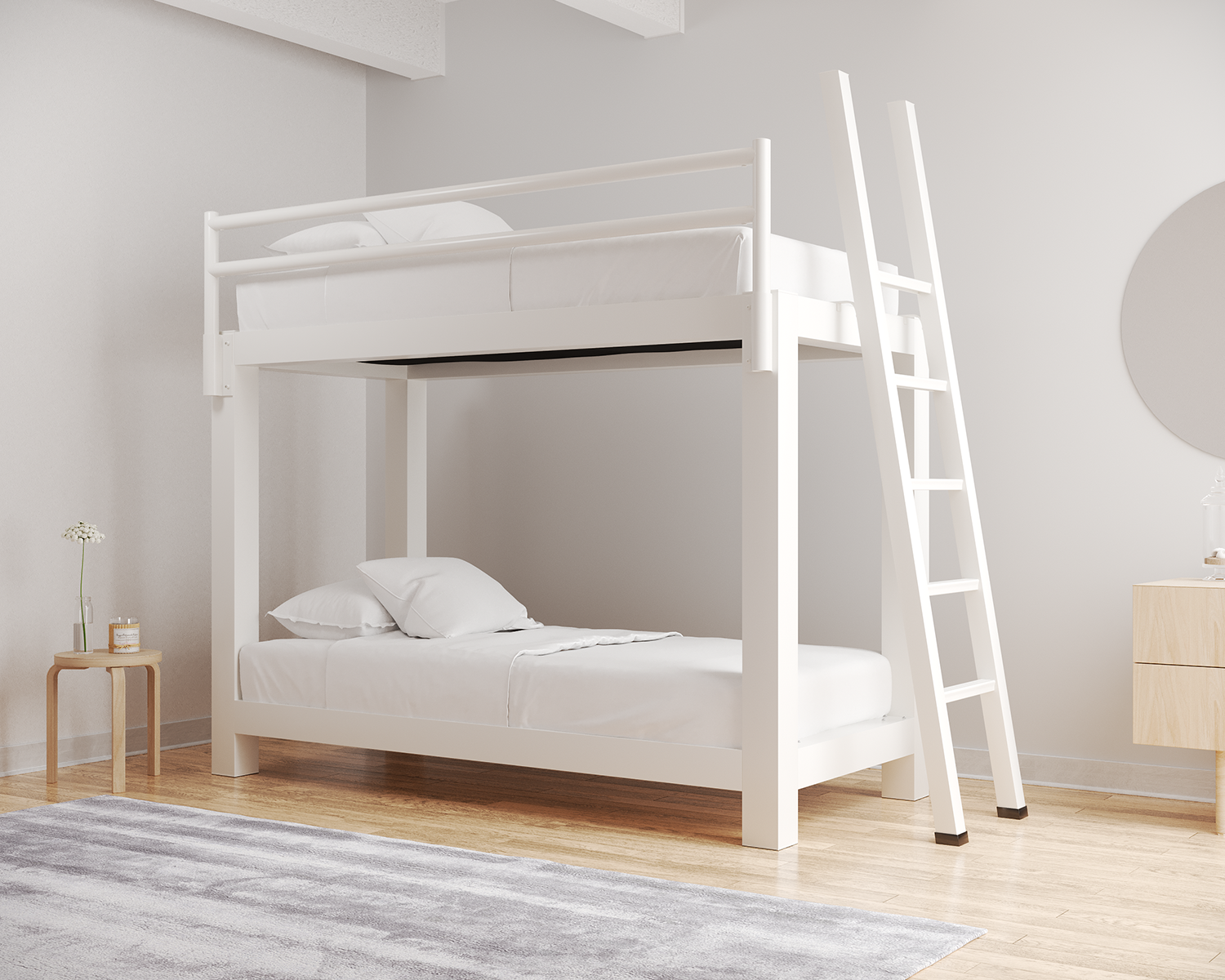 Twin Xl Bunk Bed White Ladder