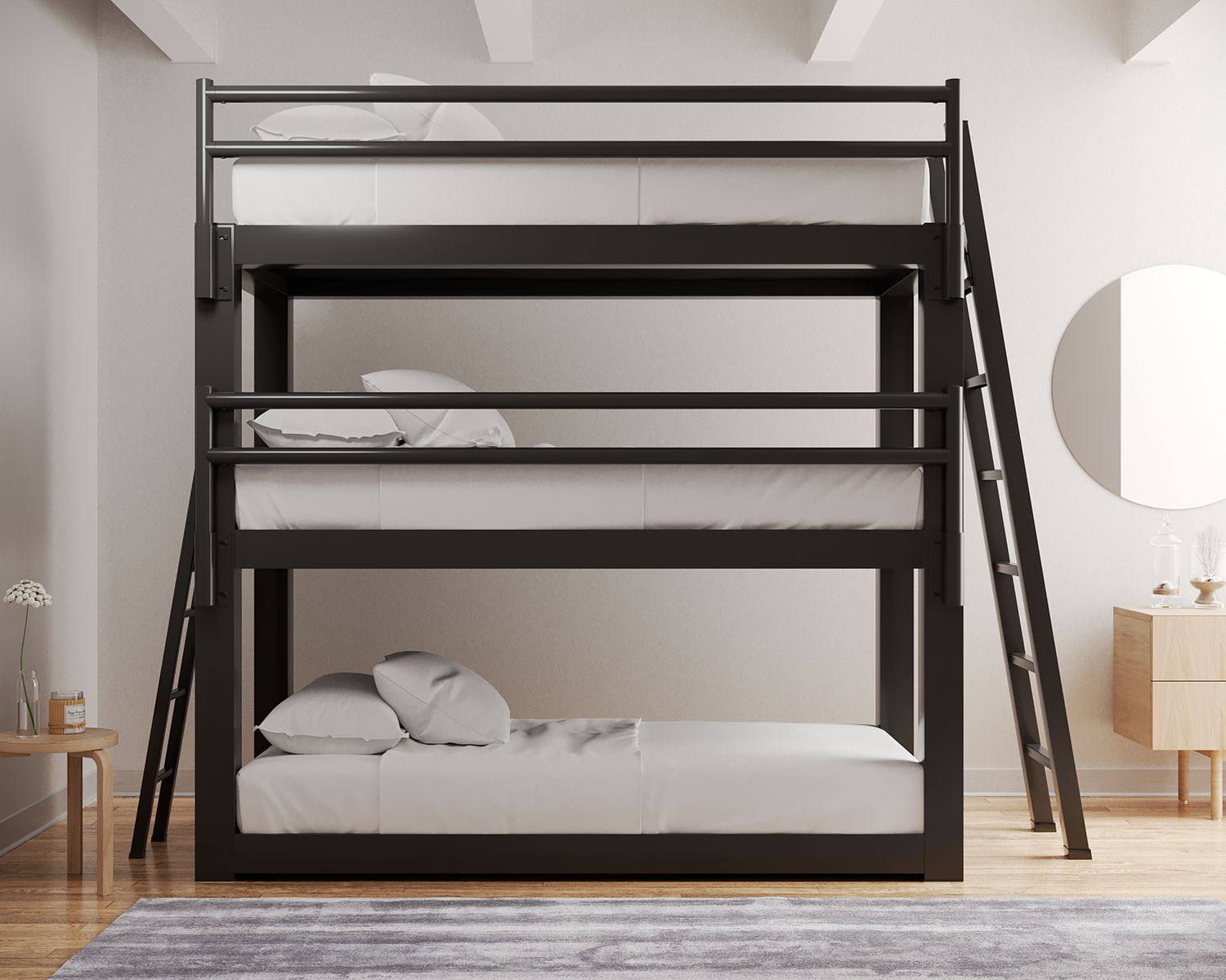 Twin Xl Triple Bunk Bed Charcoal