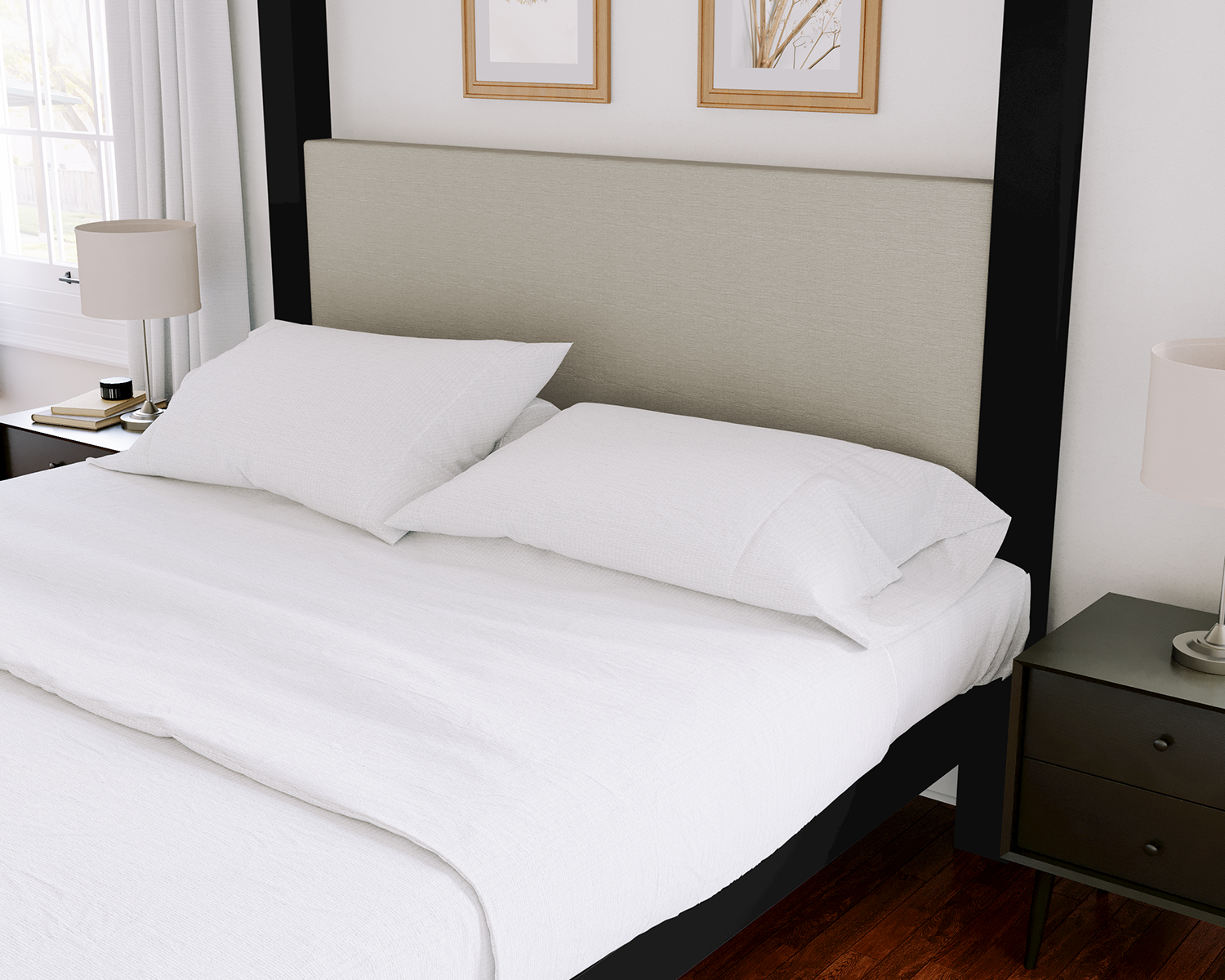 Texas King Canopy Bed Black Light Gray