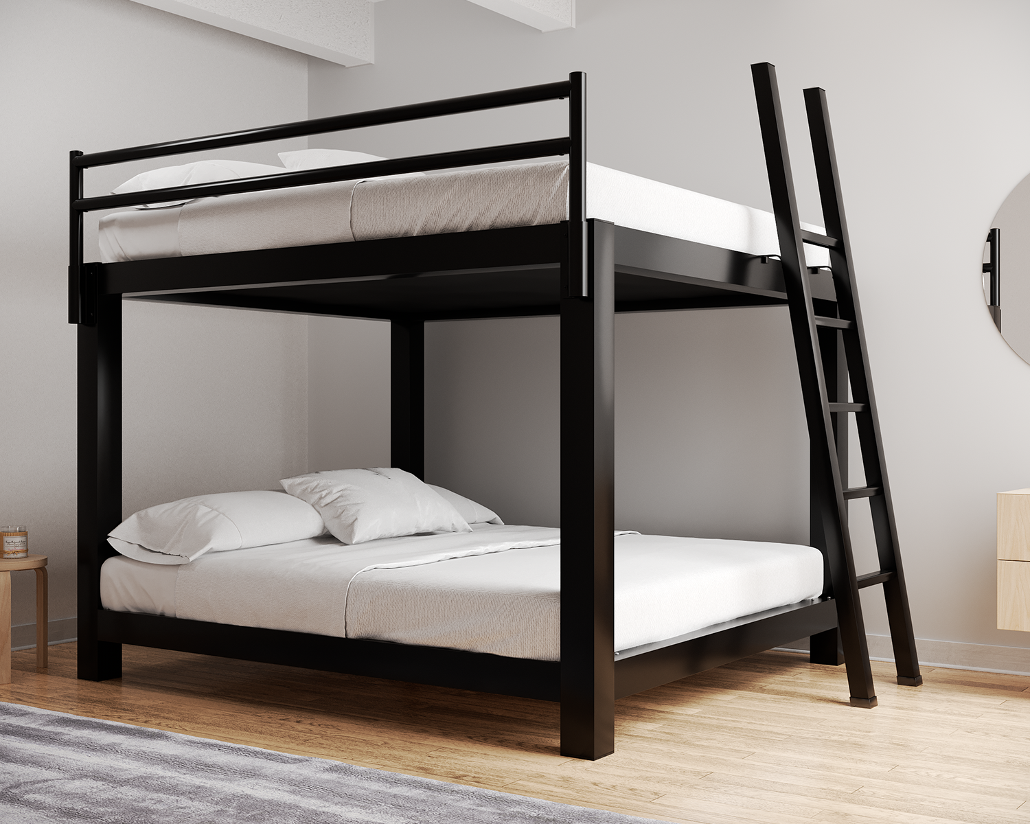King Bunk Bed Black Ladder