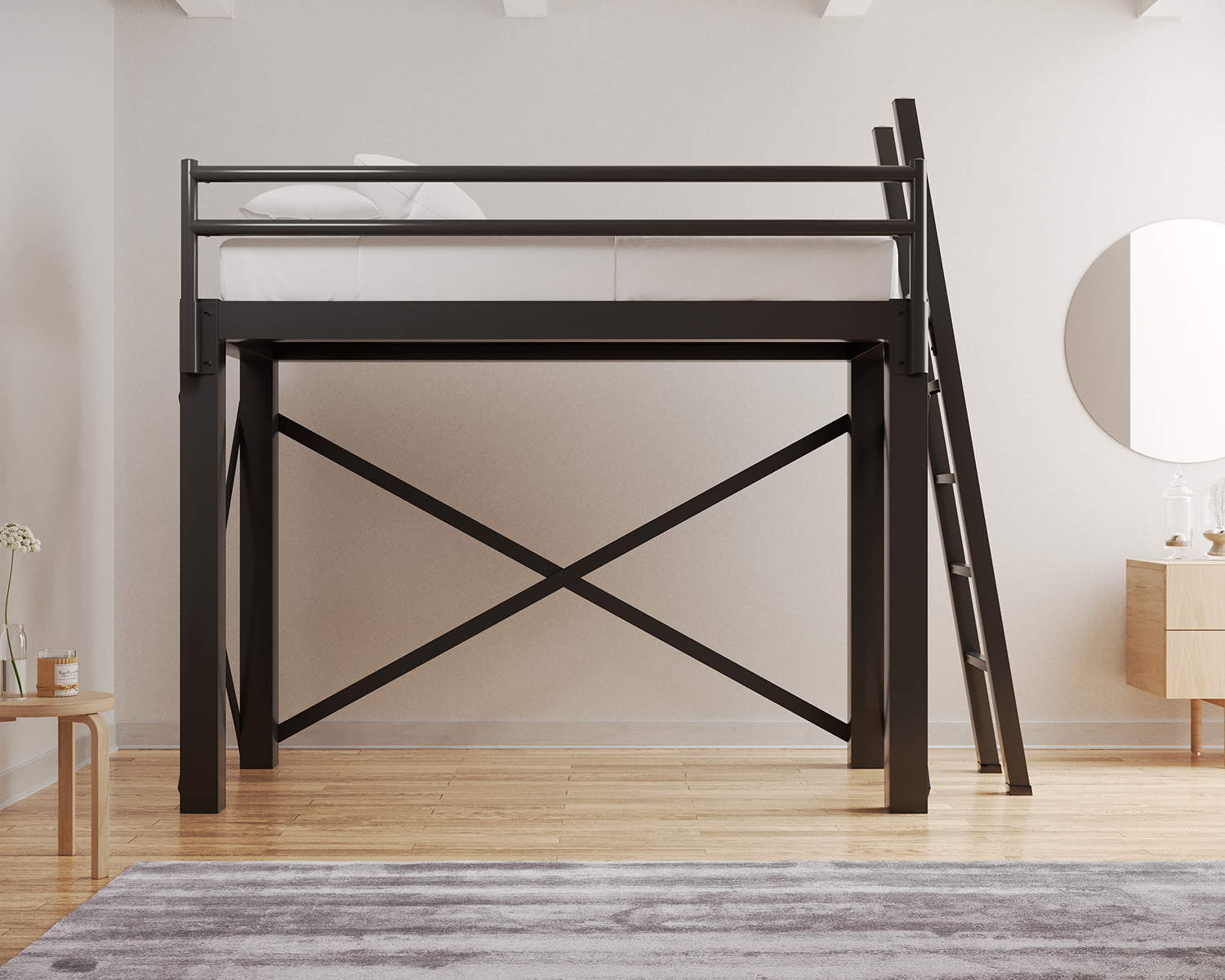 Twin Xl Loft Bed Charcoal Ladder