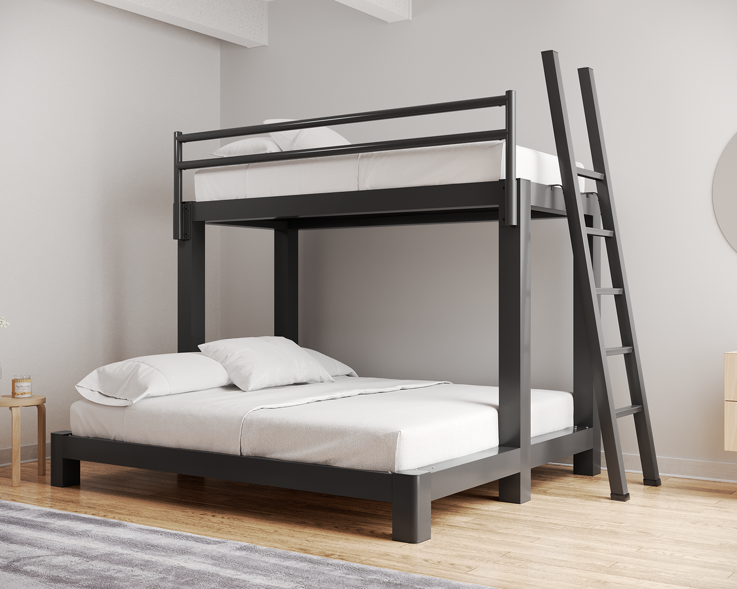 Twin Over King Bunk Bed Charcoal Ladder