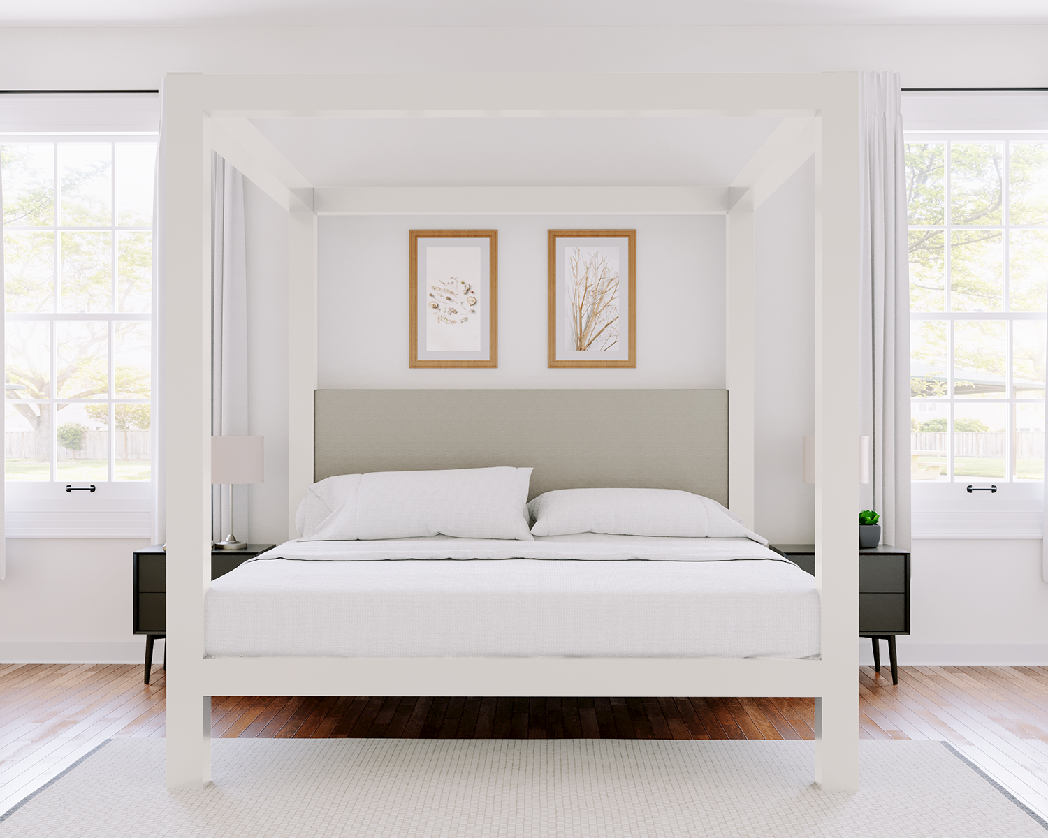 Wyoming King Canopy Bed White Light Gray