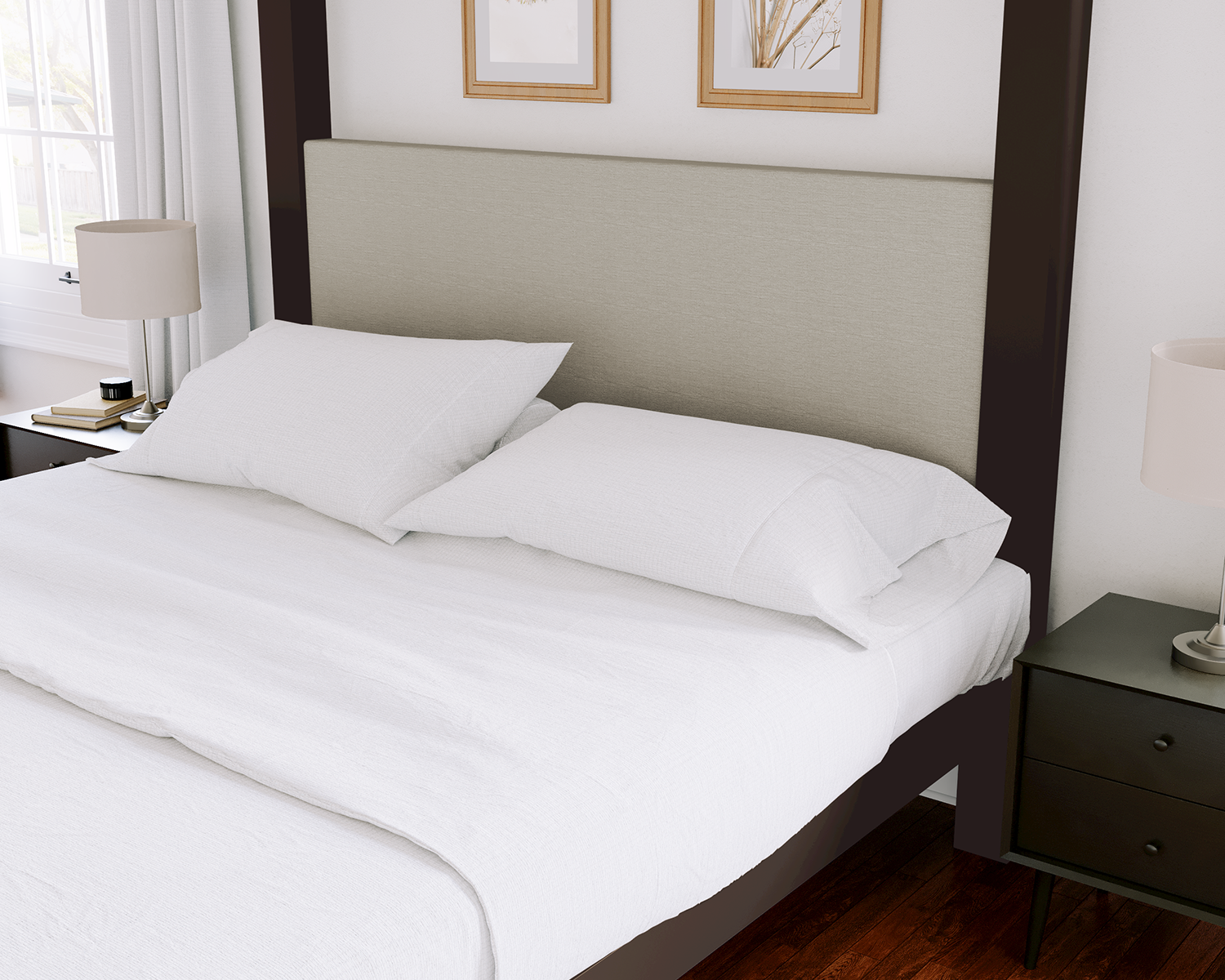 Texas King Canopy Bed Bronze Light Gray