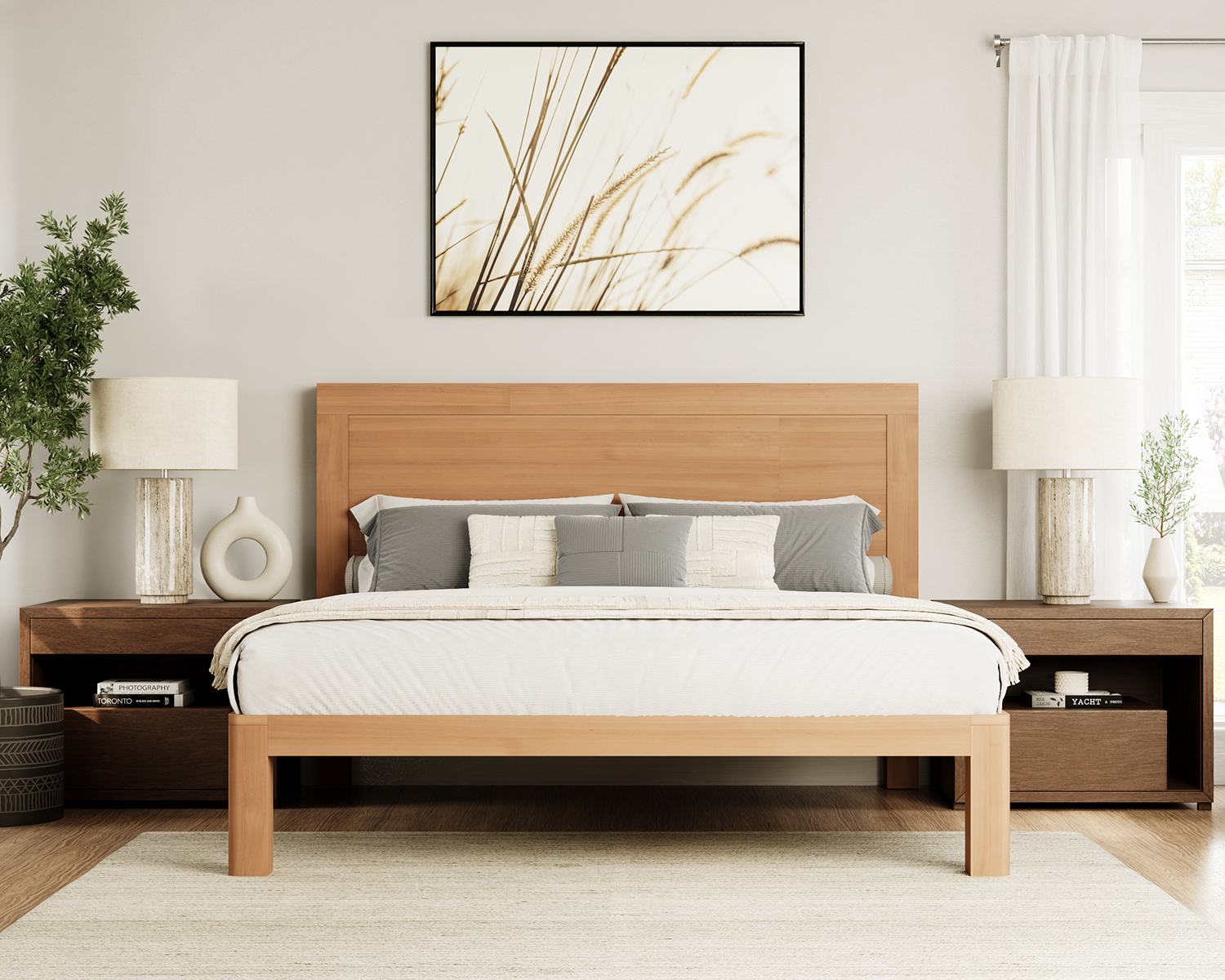 King Wood Platform Bed All Wood