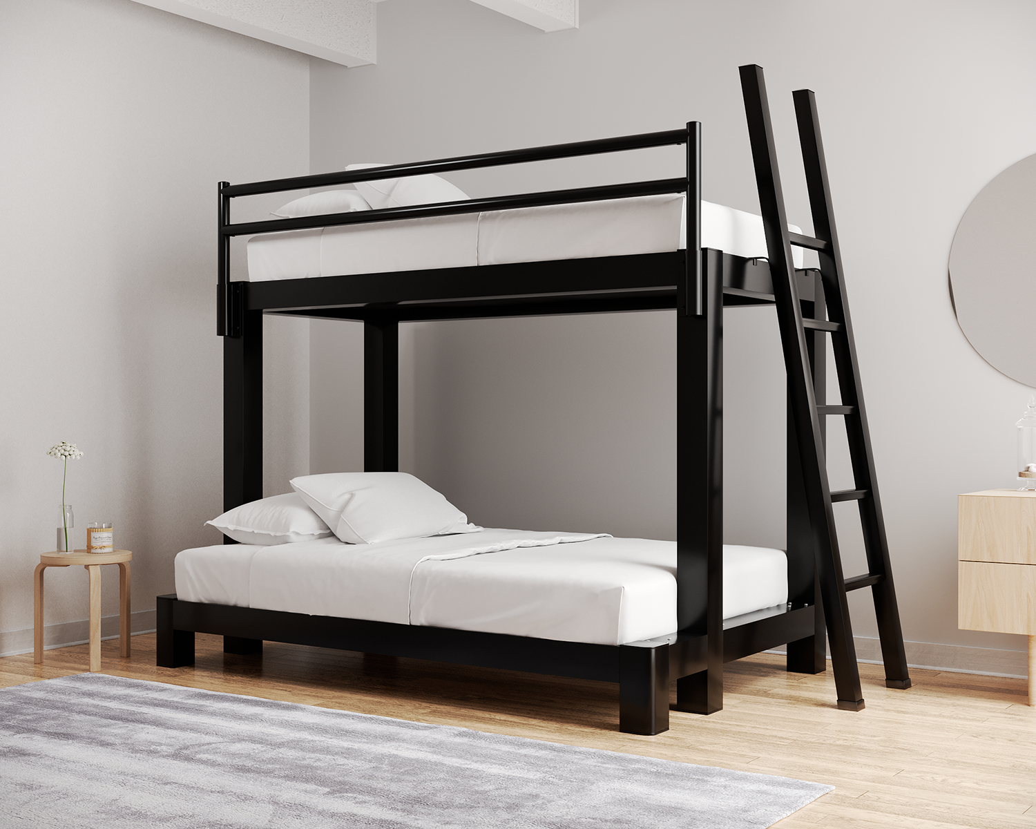 Twin Xl Over Full Xl Bunk Bed Black Ladder