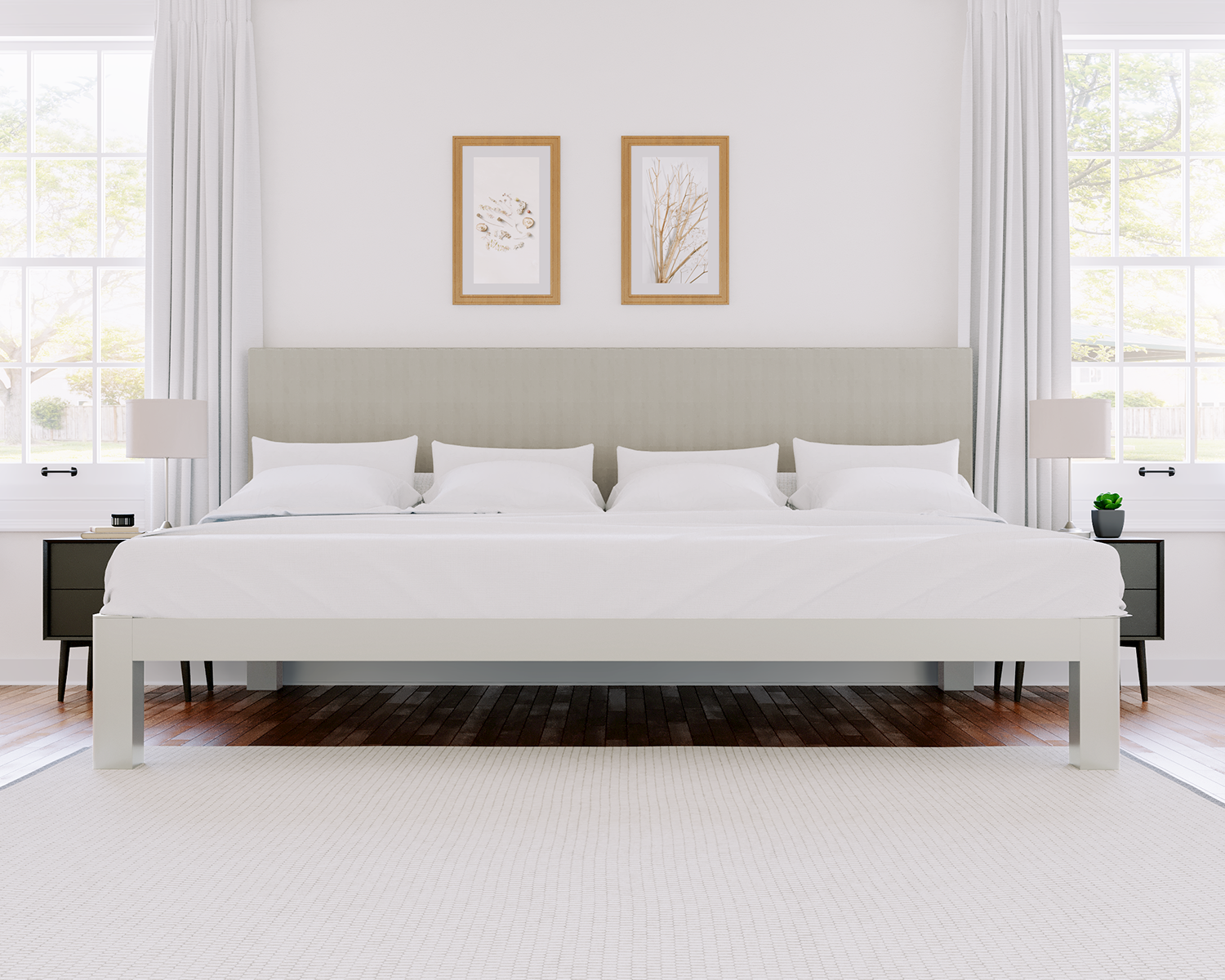 Florida King Platform Bed White Light Gray