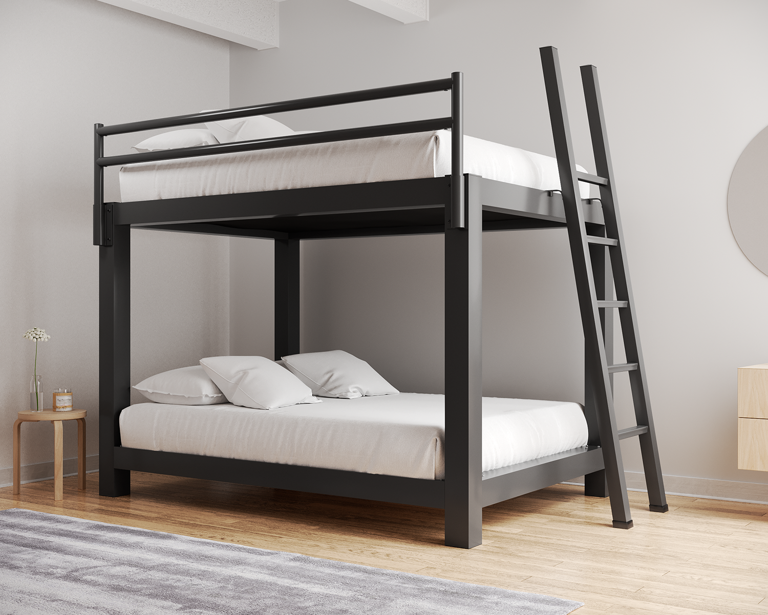 Queen Bunk Bed Charcoal Ladder