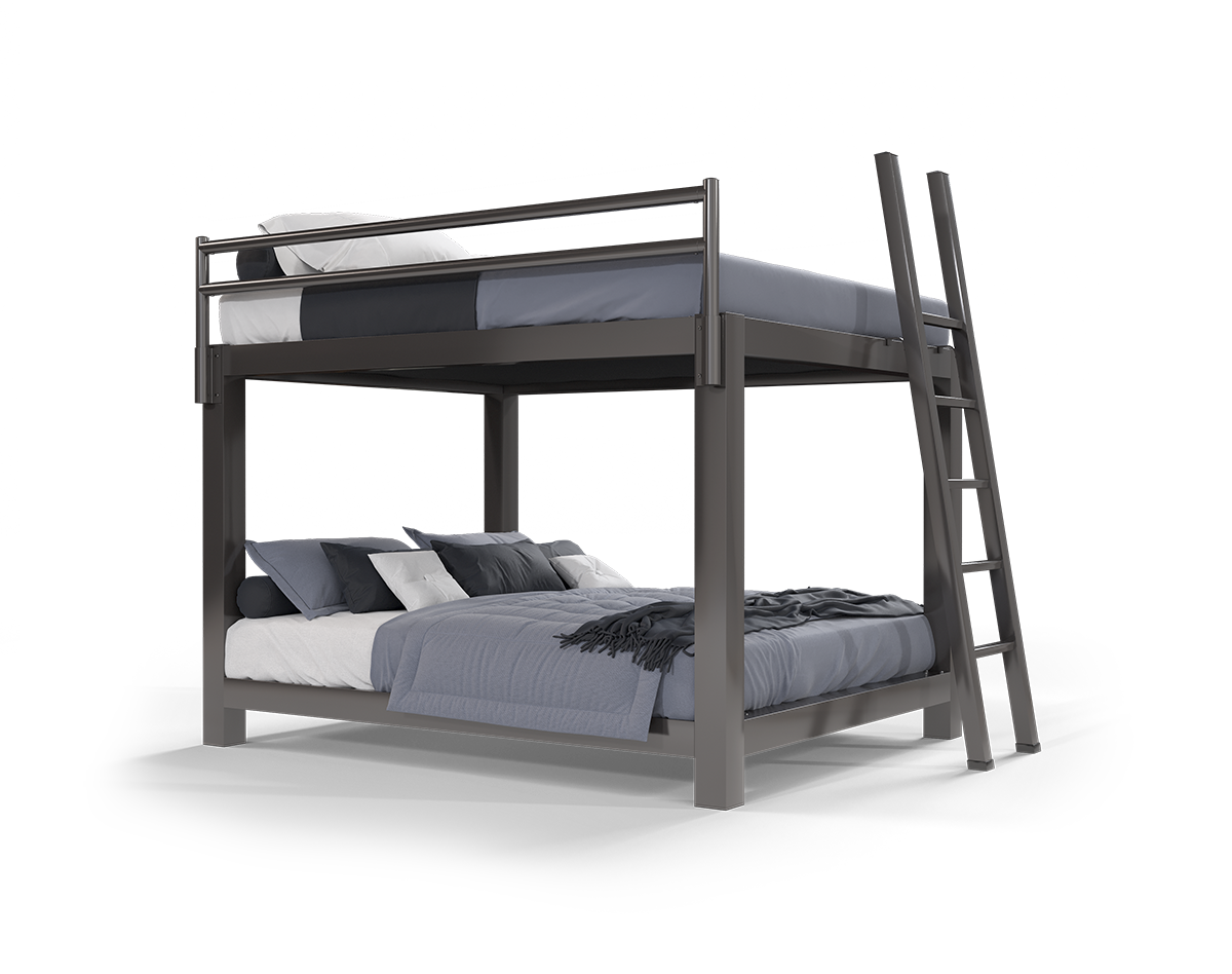 A charcoal California King Over California King Adult Bunk Bed