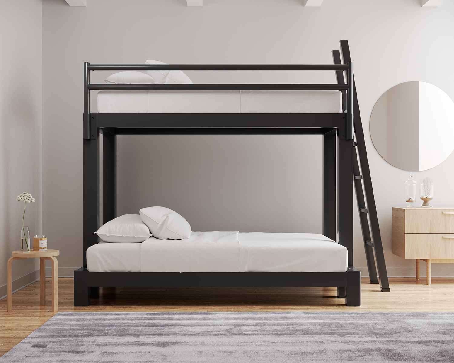 Twin Xl Over Full Xl Bunk Bed Charcoal Ladder