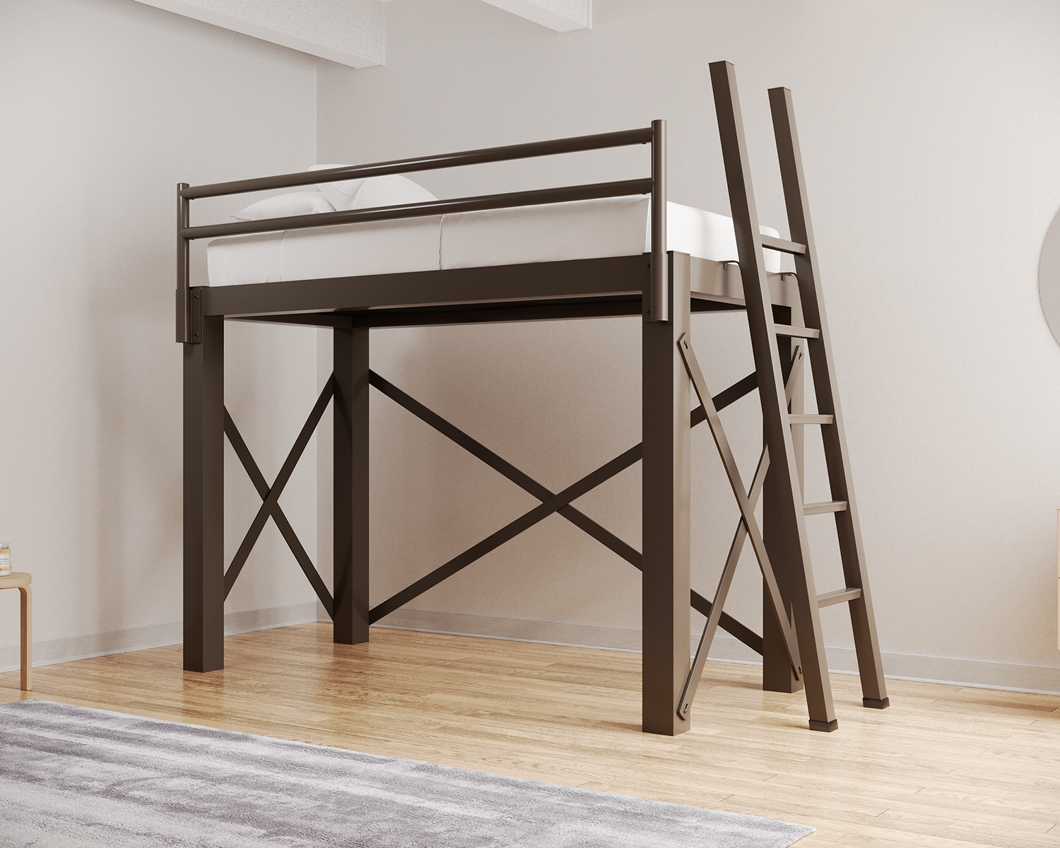 Twin Xl Loft Bed Bronze Ladder