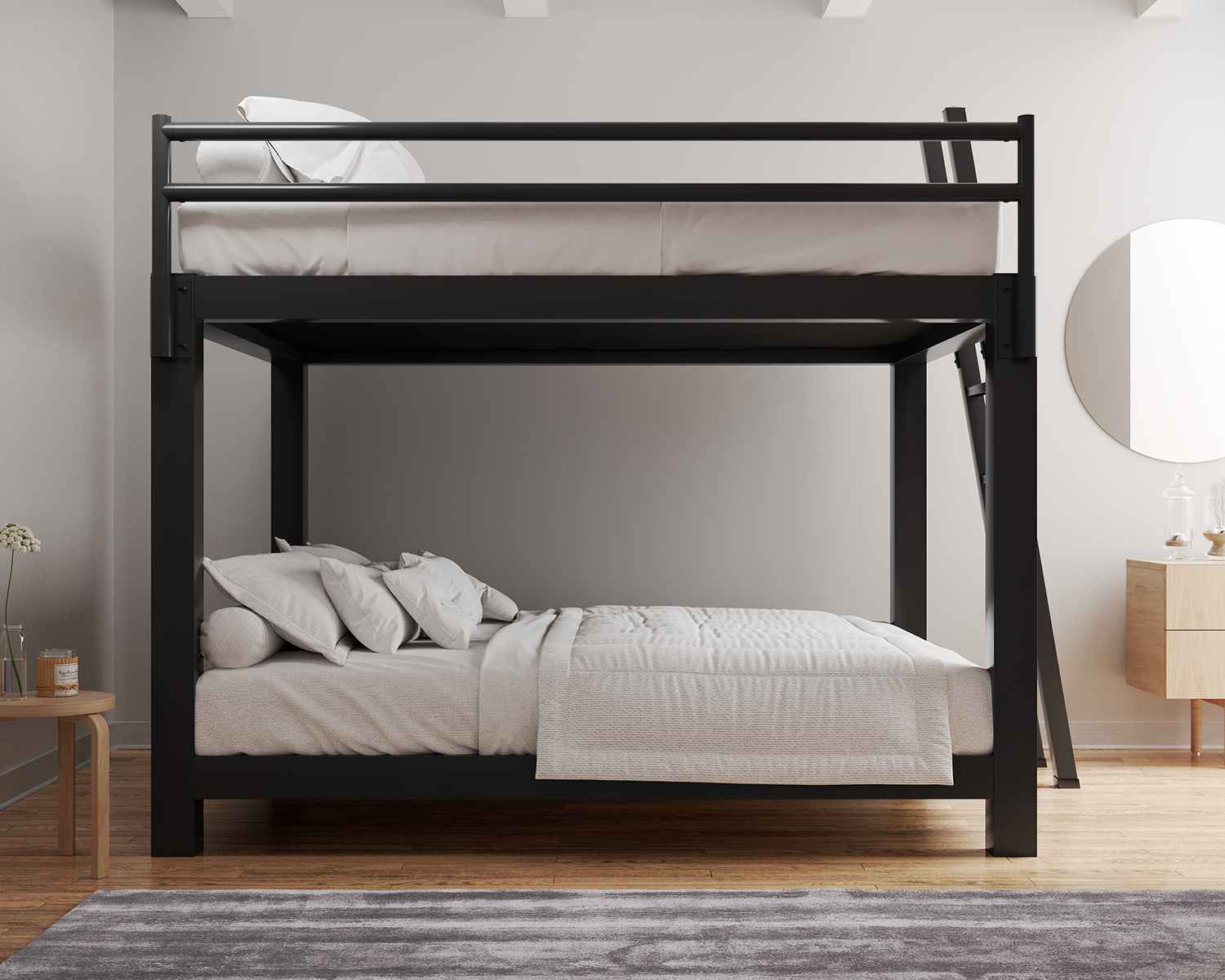 California King Bunk Bed Charcoal Ladder