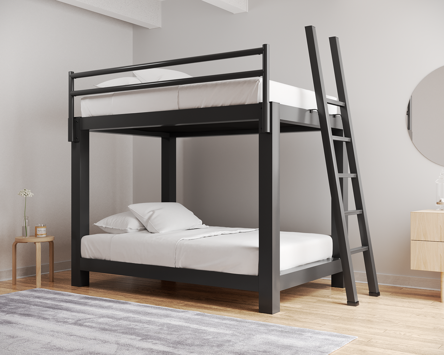 Full Bunk Bed Charcoal Ladder