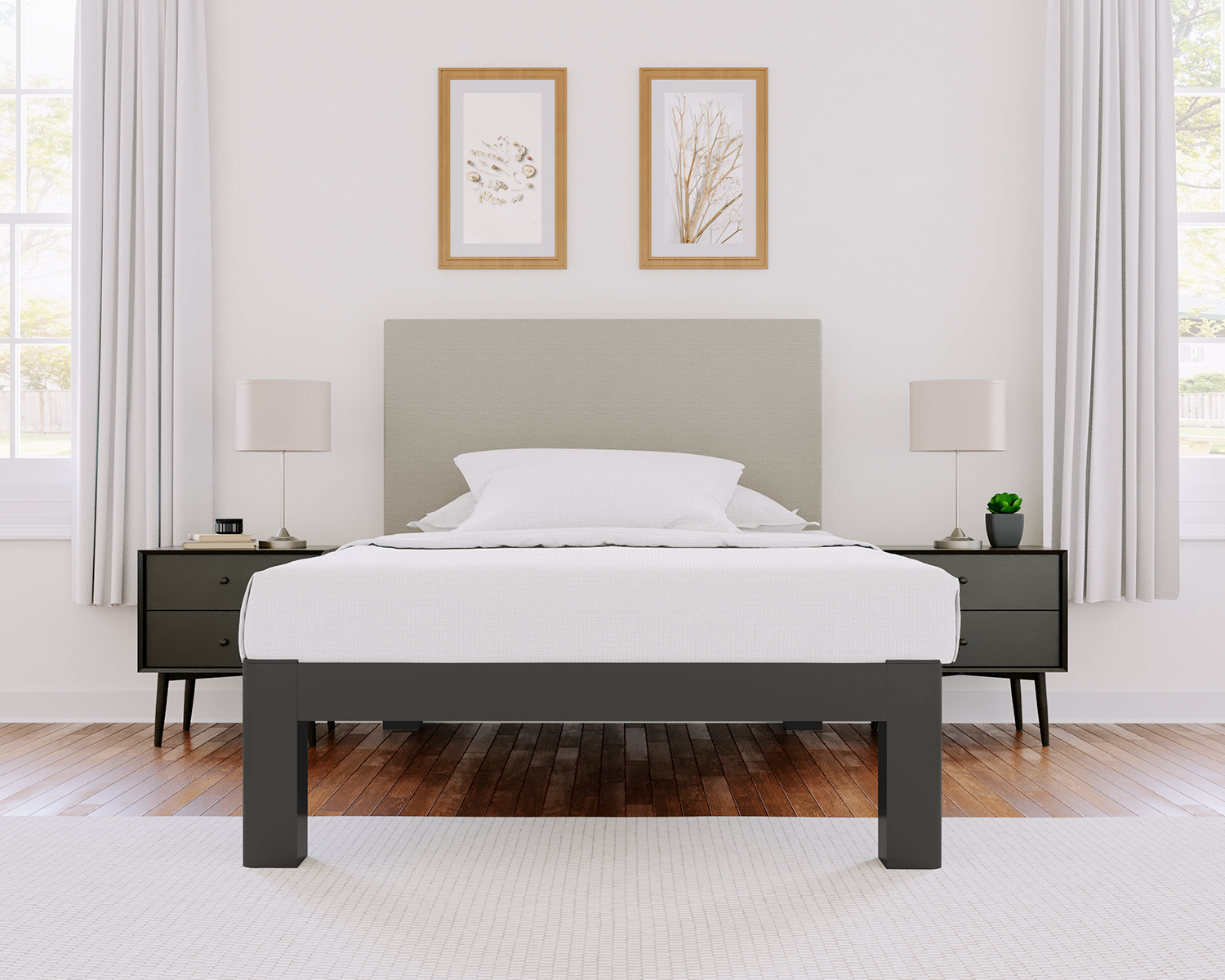 Full Xl Platform Bed Charcoal Light Gray