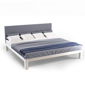 White Alaskan King size metal Platform Bed