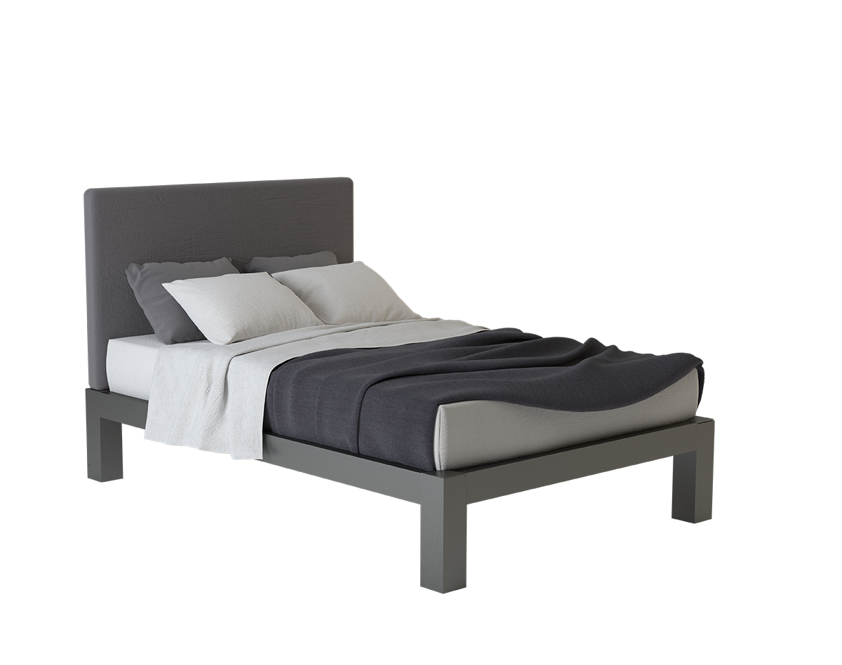 A charcoal Full XL size platform Standard Bed