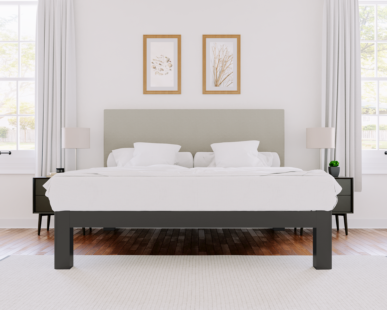 King Platform Bed Charcoal Light Gray