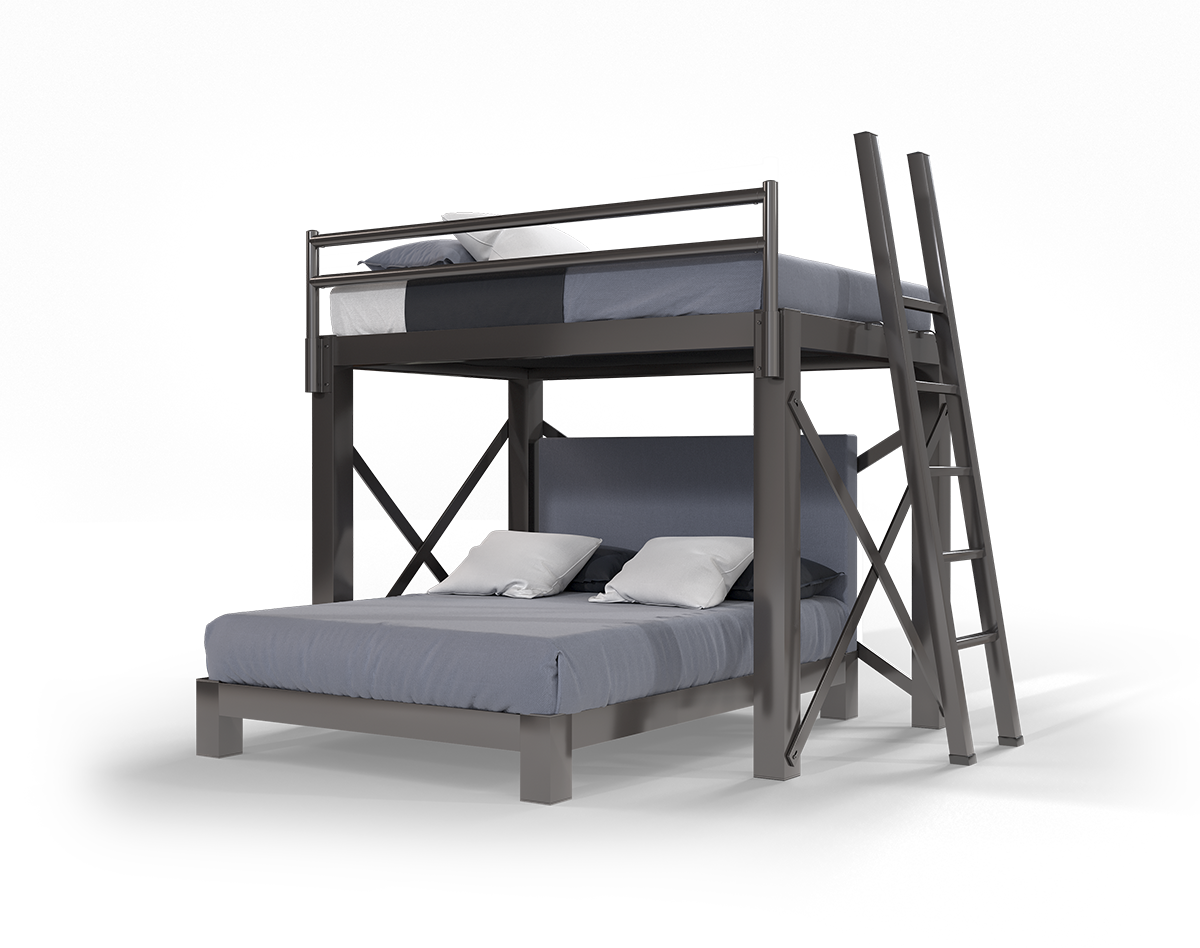 Full Over Queen L Shaped Bunk Bed Charcoal Ladder