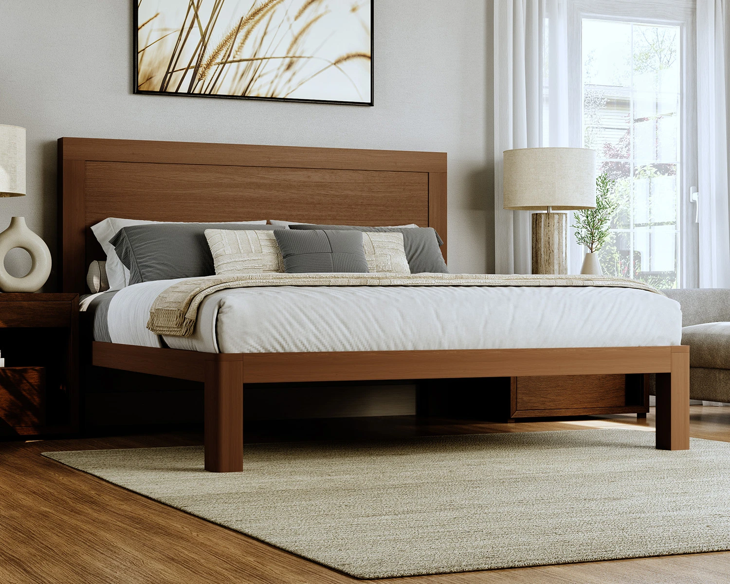 King Wood Platform Bed