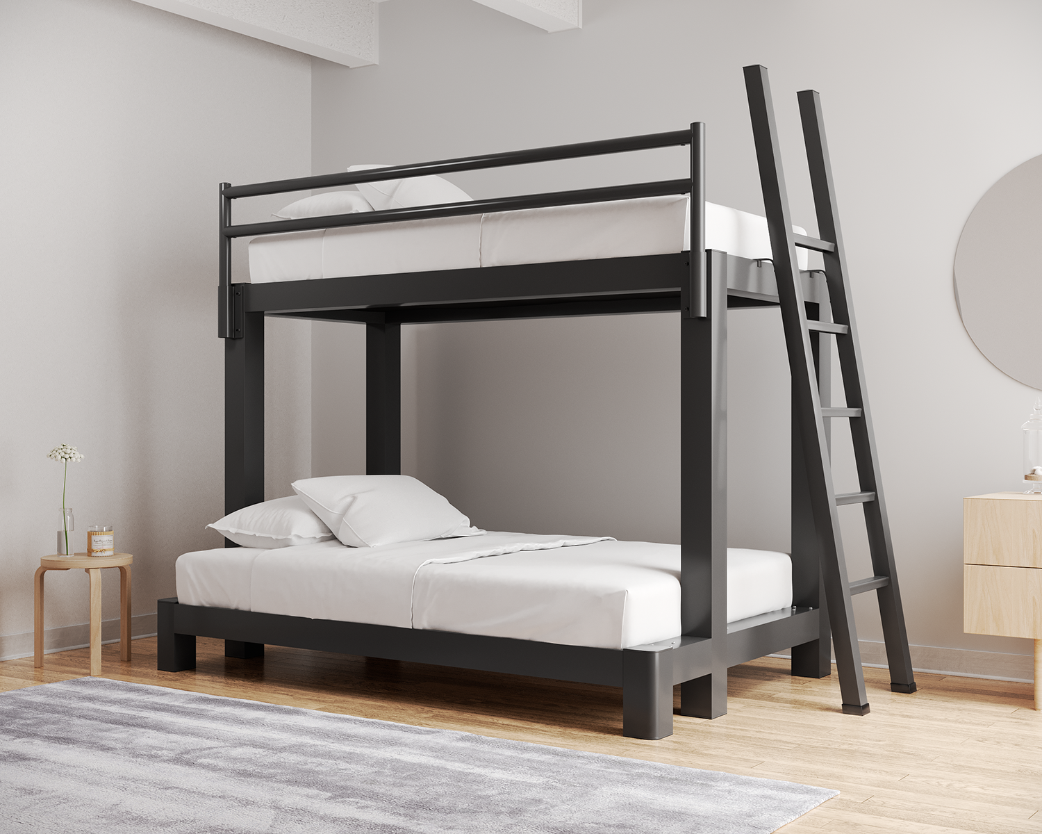 Twin Xl Over Full Xl Bunk Bed Charcoal Ladder