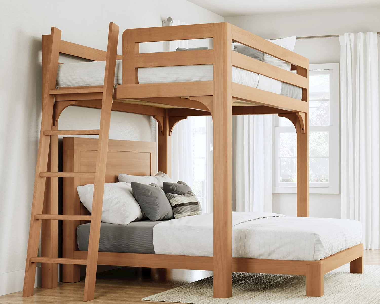 Wood L Shaped Bunk Bed