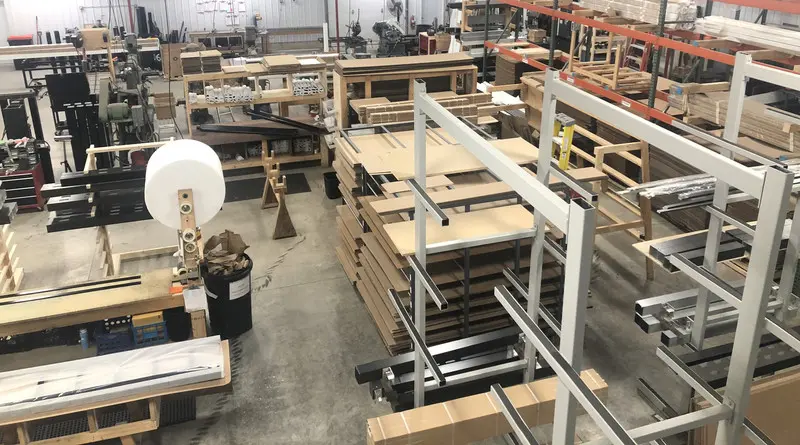 A high level overview shot of the interior of the RPF Manufacturing factory in Ohio