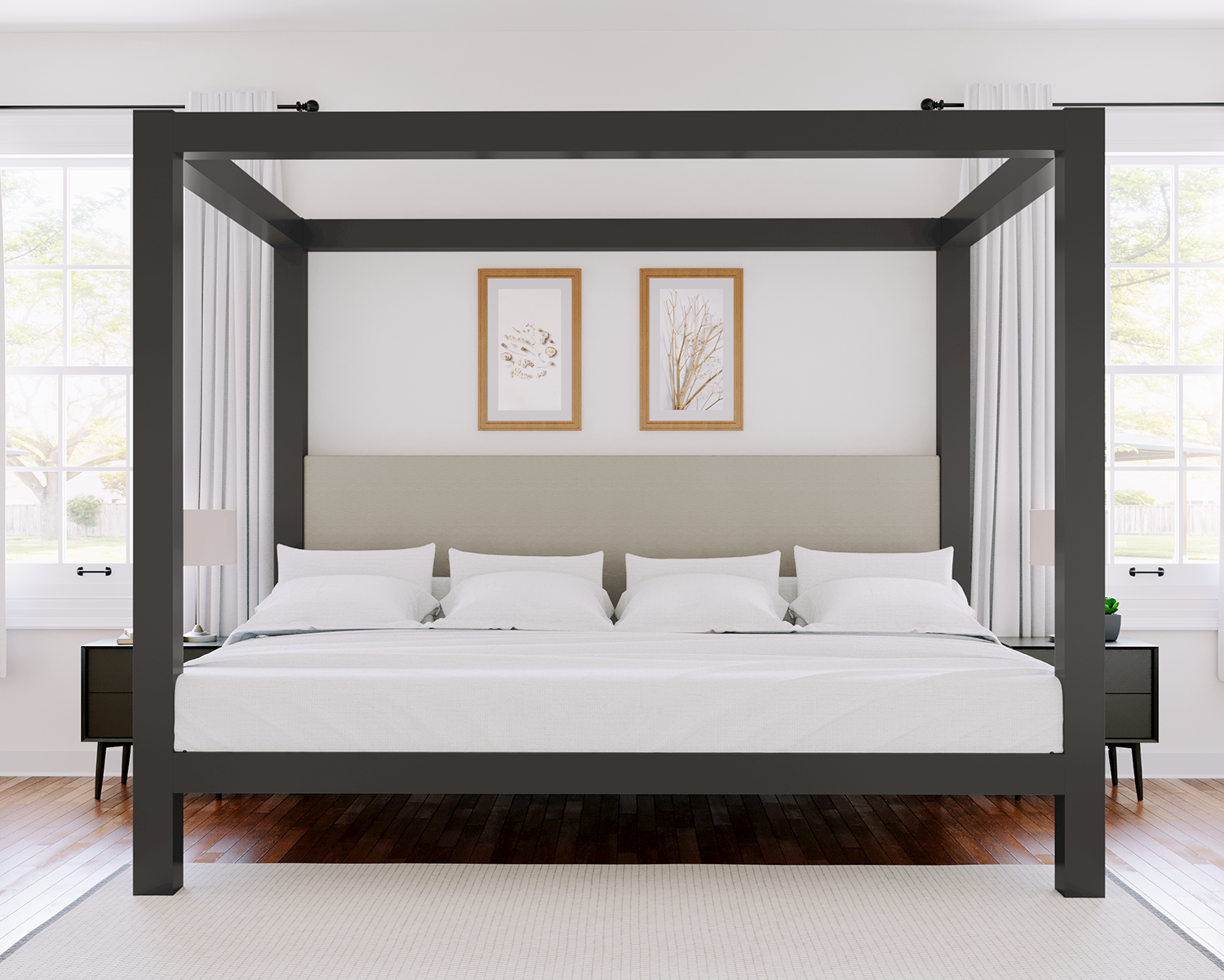 Florida King Canopy Bed Charcoal Light Gray