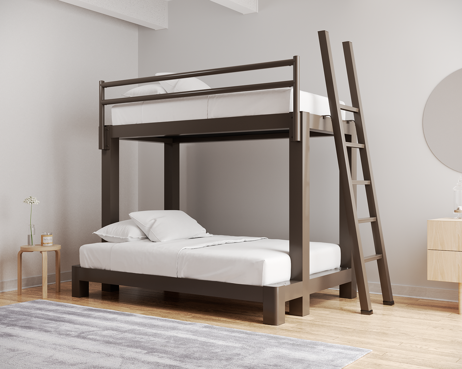 Twin Over Full Bunk Bed Bronze Ladder