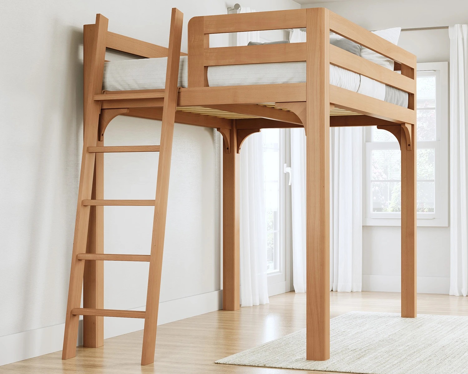 Queen Wood Loft Bed