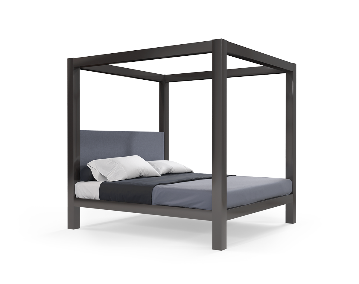 A charcoal Wyoming king size metal canopy bed